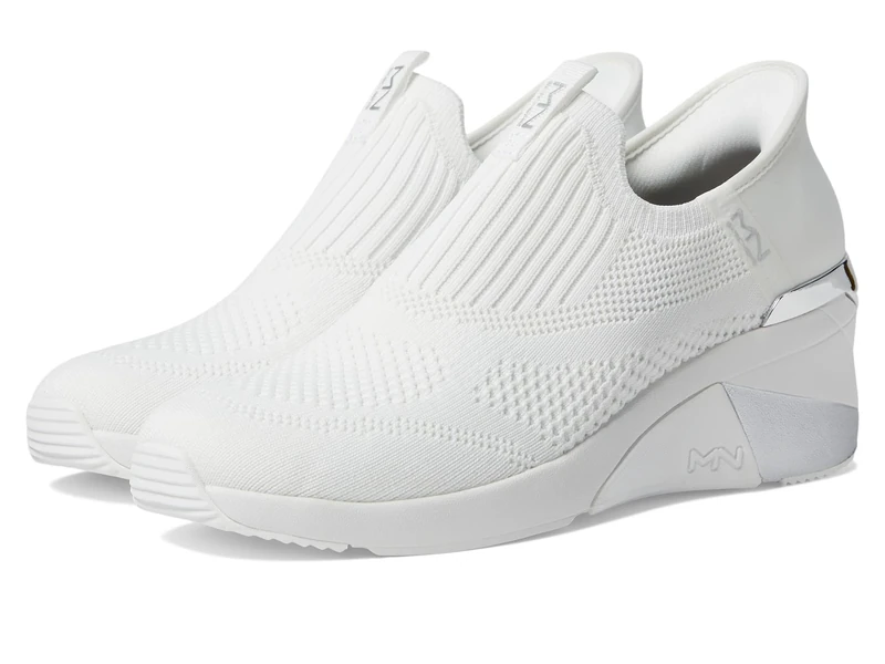 Skechers Women's A-Wedge-Crecent Sneaker, White, 8