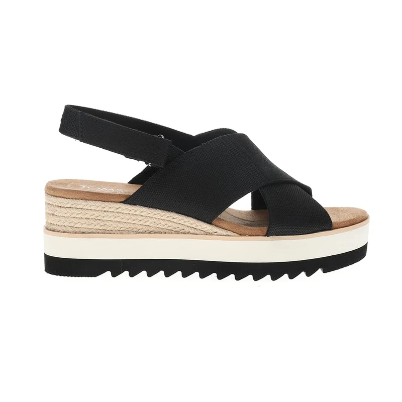 TOMS Womens Diana Crossover Platform Slingback Casual Sandals Casual Mid Heel 2-3" - Black, Black, 6.5 UK