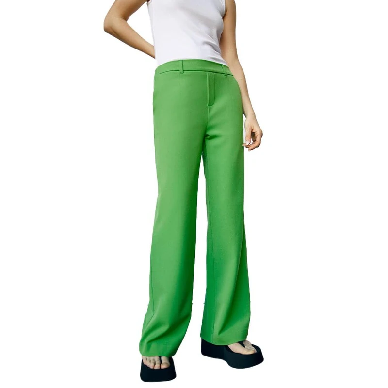OBJECT Women's OBJLISA Wide Pant NOOS Cloth Trousers, Vibrant Green,