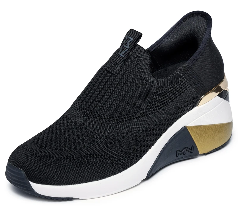 Skechers Women's A-Wedge-Crecent Sneaker, Black, 3 UK