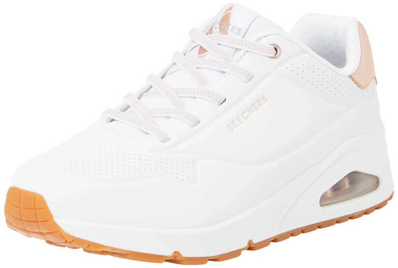 Skechers Women's Uno - Shimmer Away Sneaker, White Opulent Garden, 3 UK