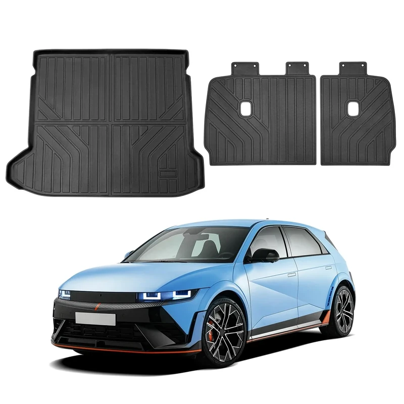 Powerty Custom Fit for Cargo Liner and Second Row Seats Back Cover Hyundai Ioniq 5 2022-2024 Rear Trunk Mat