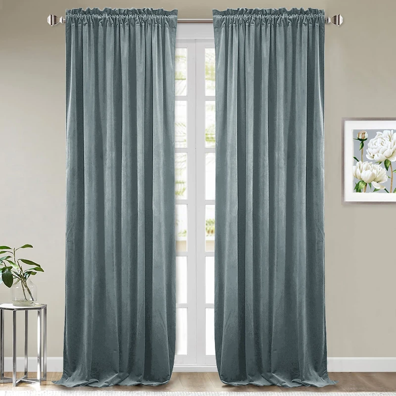 StangH Stone Blue Curtains for Nursery Bedroom 102 inches, 2 Panels