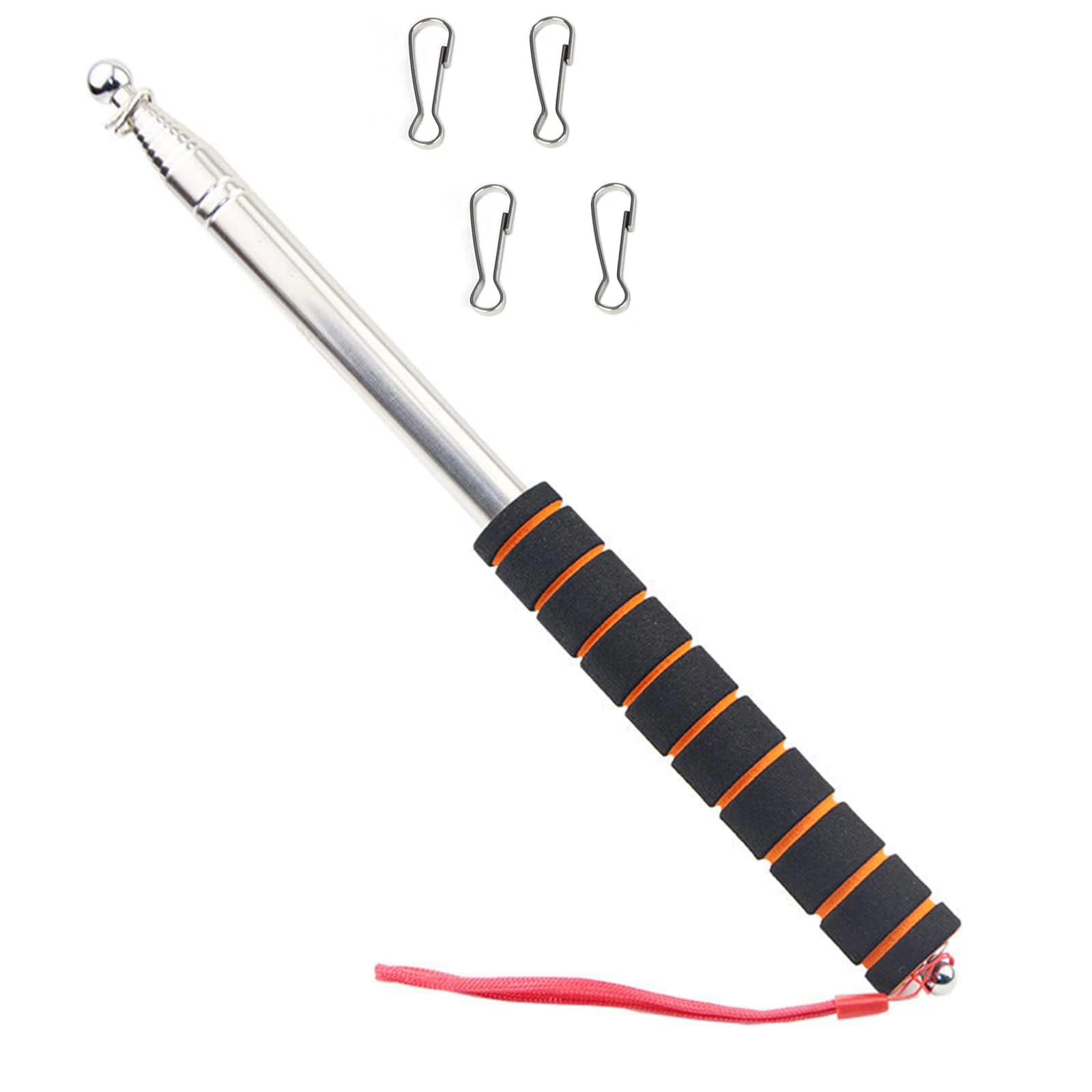 Difounmas 8.2FT Telescopic Flag Pole with Clips Handheld Portable Extendable Flagpole Stainless Steel Retractable Banner Pole Tour Guide Flag Pole for Camping Festival Tour Guide Travelling Teaching