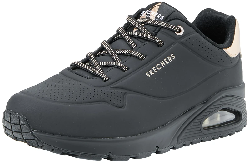 Skechers Women's Uno - Shimmer Away Sneaker, Black, 6 UK Wide