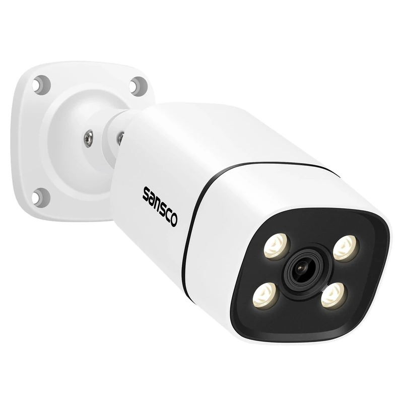 SANSCO 8MP 4K HD Outdoor IP Camera, 3840 X 2160, Built-in Mic, Color Night Vision, Weatherproof IP66, Power over Ethernet (PoE), Add-on camera for NVR Model 8704/8708