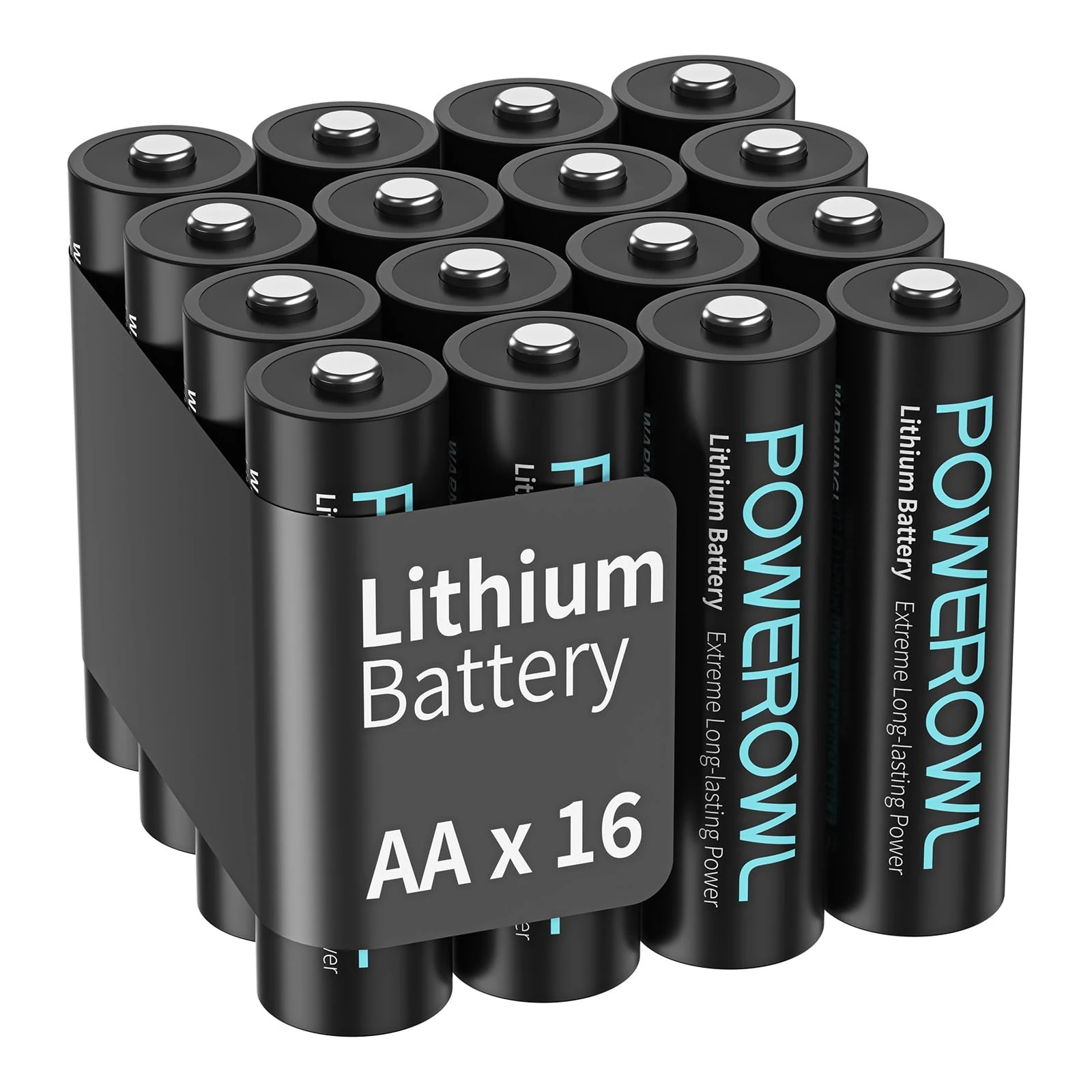 POWEROWL Lithium AA Battery - Pack of 16, 1.5V Double A Battery, High Capacity Long Lasting (Don’t Recharge)