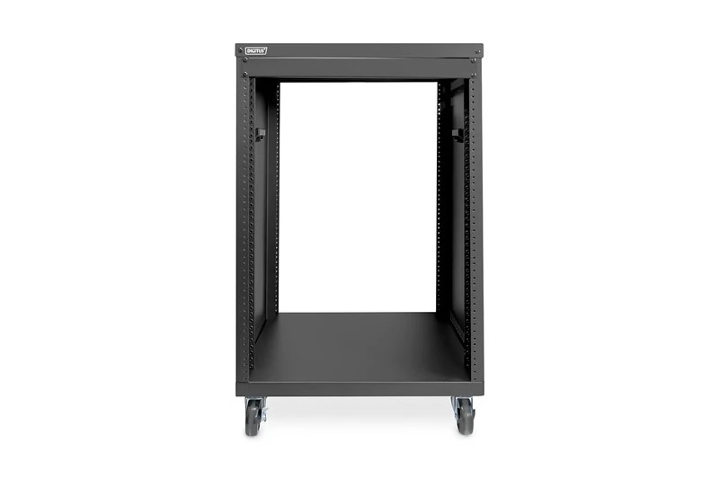 DIGITUS DN-48001 - Audio rack - 19-inch - 16U - Universal device rack - For audio-video accessories - Unassembled - Max. load 136 kg - With casters - Black