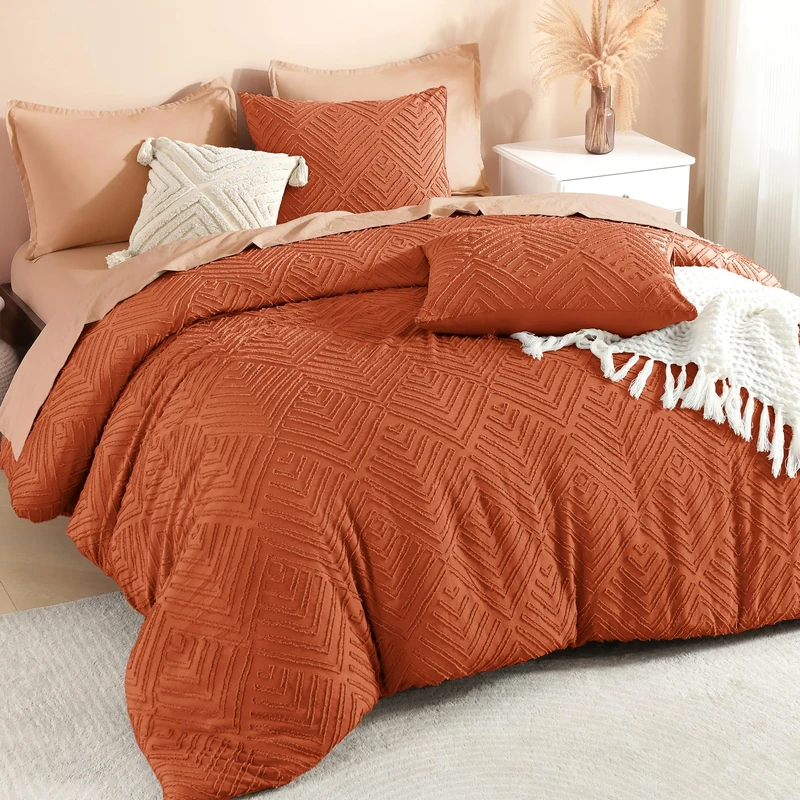 Litanika King Size Comforter Set, 3 Pieces Tufted Boho Bedding Set