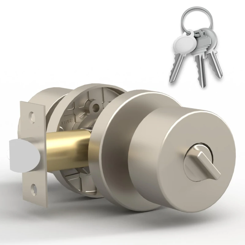 Mega Handles Buena Keyed Entry Door Knob Satin Nickel (1-Pack) - Reversible