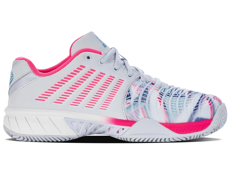 K-Swiss Performance Express Light 3 Padel, Tennis Shoes, Arctic ICE/White/NEON Pink,