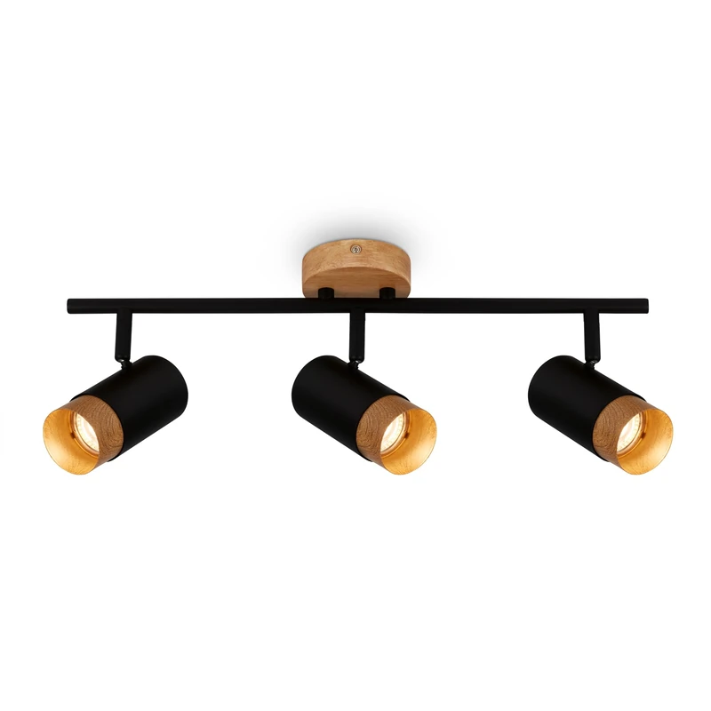 BRILONER Ceiling Light, Wood Application, Adjustable Living Room Lamp Bedroom Kitchen Lamp Black-Wood