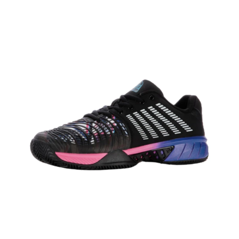 K-Swiss Performance Express Light 3 Padel, Tennis Shoes, Black/True Blue/NEON Pink,