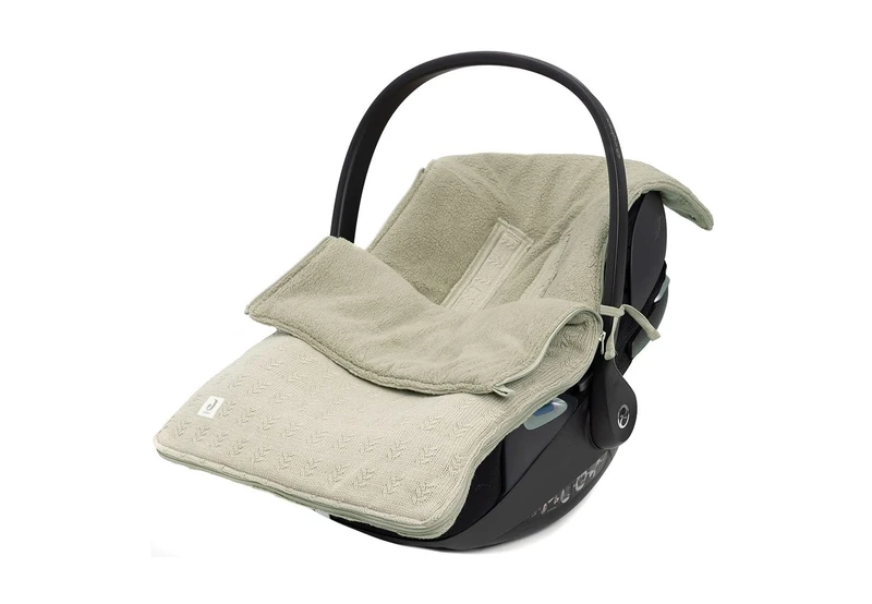 Jollein Footmuff Grain Knit Olive Green - for Baby Car Seat Group 0+ and Pushchairs - for 3- and 5-Point Harness