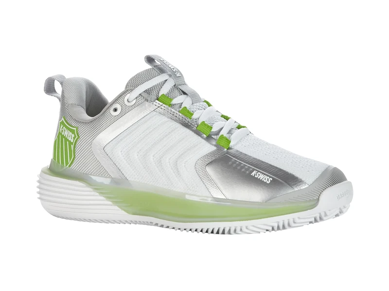 K-Swiss Performance Women's Ultrashot 3 HB Tennis Shoes, White/Gray Violet/Lime Green, 5 UK