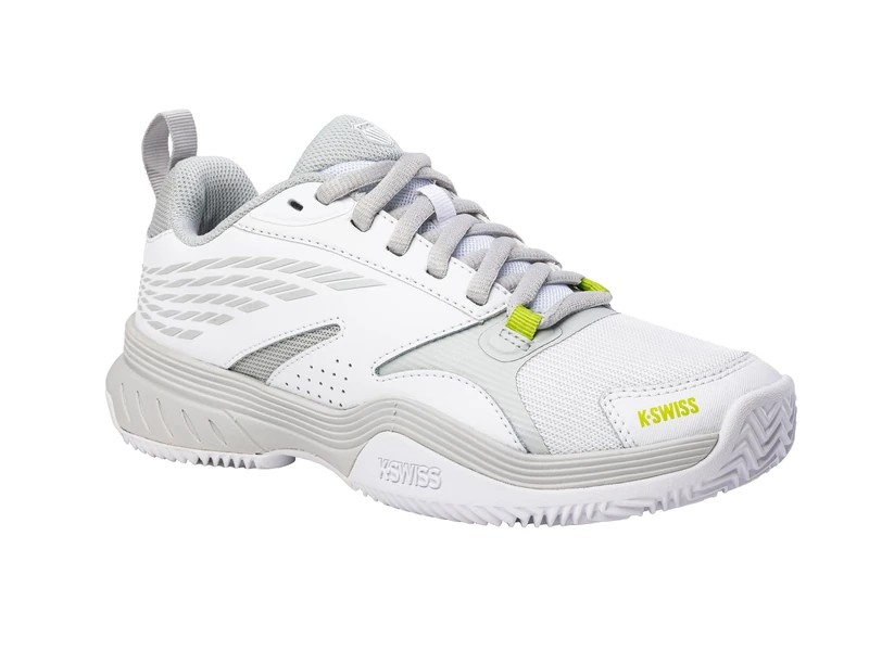 K-Swiss Performance Speedex HB, Tennis Shoes, White/Gray Violet/Lime Green,