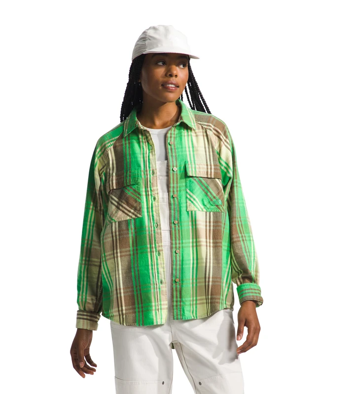 The North Face Set Up Camp Shirt Optic Emerald Tessellation Medium Plaid XS