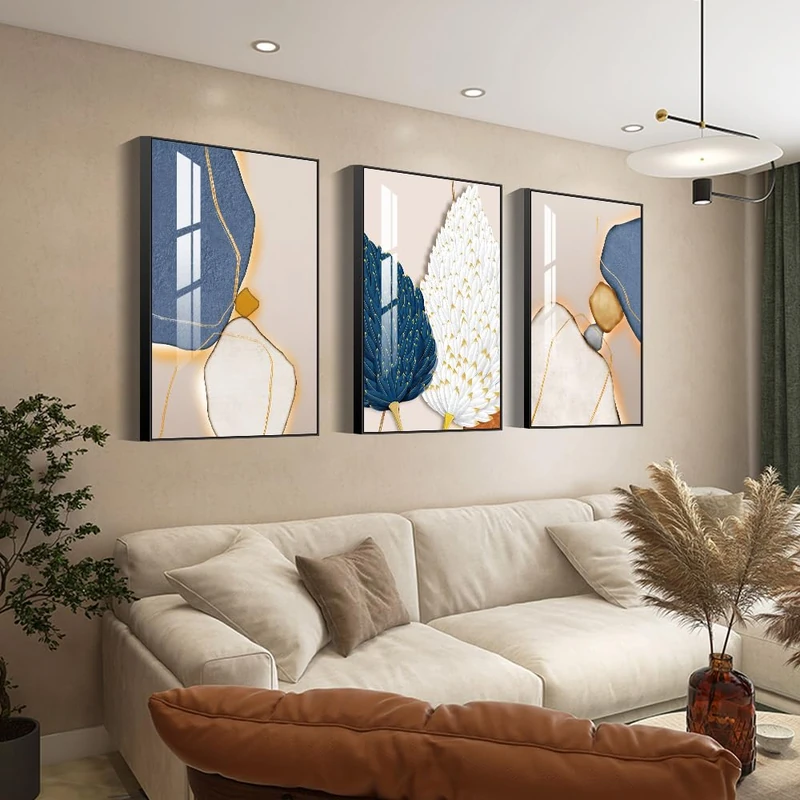 Wall Art Set of 3 Frames Canvas Wall art Decor Abstract Minimalism Natural Style Art Mural Posters & Prints, large Size Wall Art Aesthetics Living room Bedroom Kitchen Office (28 "X 20" X 3 pieces)