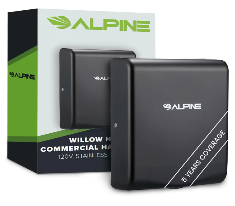 Alpine Industries Commercial Hand Dryer, Stainless Steel, Matt Black, Slim