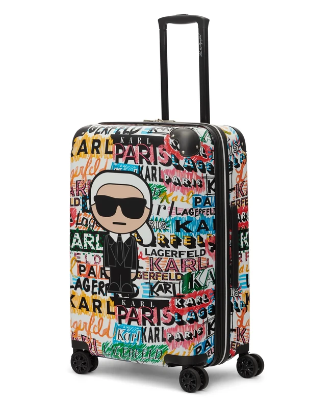KARL LAGERFELD Paris Karl & Kat Expandable Hard Shell Trolley, Ocean Tides, M, Metallic Upright with 8 Spinning Wheels, ABS + PC case, Luggage - Image 1