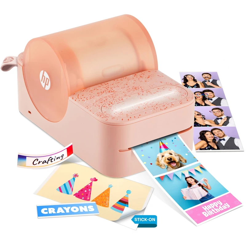 HP Sprocket Panorama Instant Color Label & Smartphone Photo Printer - Portable - Personalize Prints 2” x .5”- 9” on Zink Sticky-Back Photos - Create Photobooth Strips & Custom Designs in App - Pink