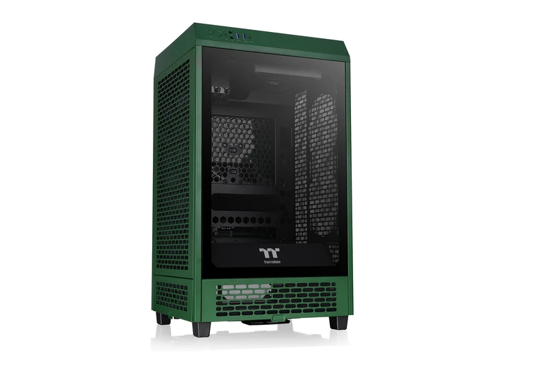 Thermaltake Tower 200 Mini-ITX Computer Case; 2x140mm Pre-Installed CT140 Fans; Supports GPU Length Up to 380mm; CA-1X9-00SCWN-00; Racing Green; 3 Year Warranty