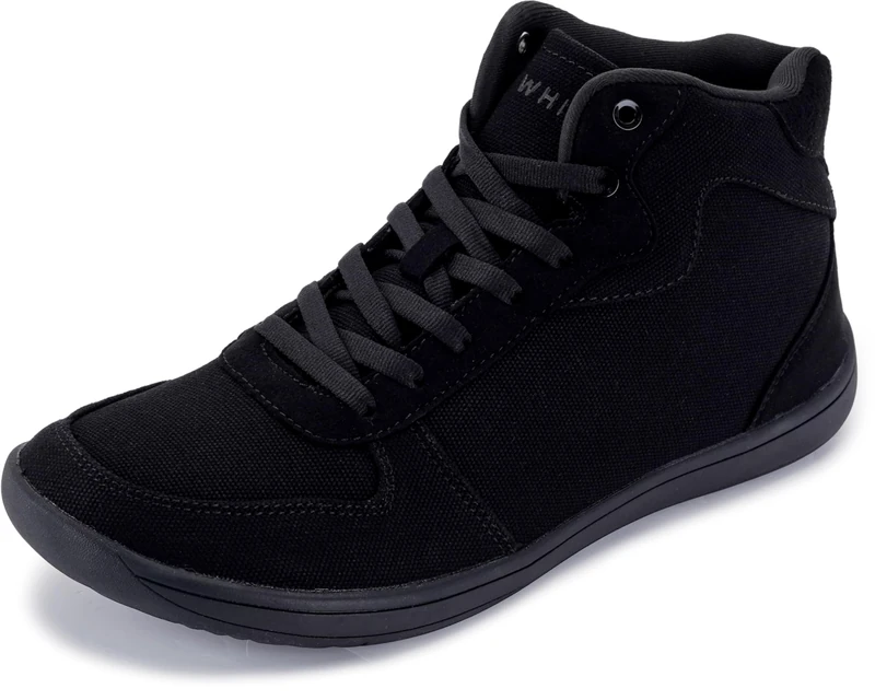 WHITIN Men's Canvas Minimalist Barefoot Shoes + Wide Toe Box + Zero Drop, All Black, Wide