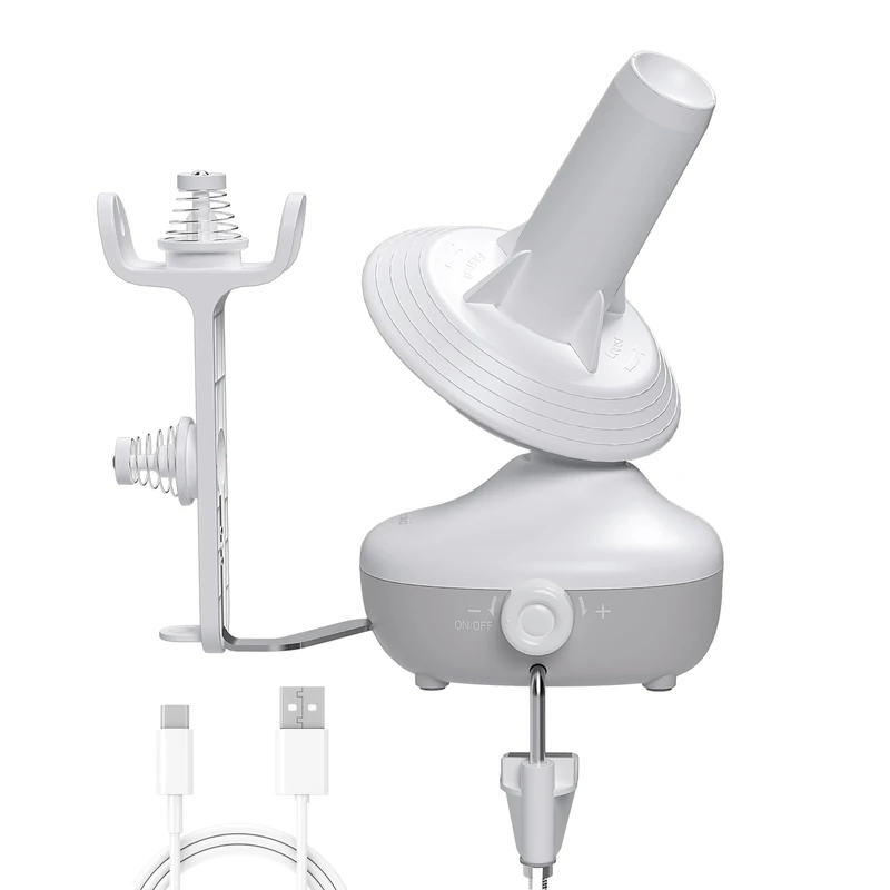 Etcokei Yarn Winder, Electric Yarn Ball Winder for Crocheting, Compact Yarn Cake Winder with Strong Tension Stepless Speed, Automatic Yarn Spinner Wool Winder, Ideal Helper for Knitting Lovers(White)