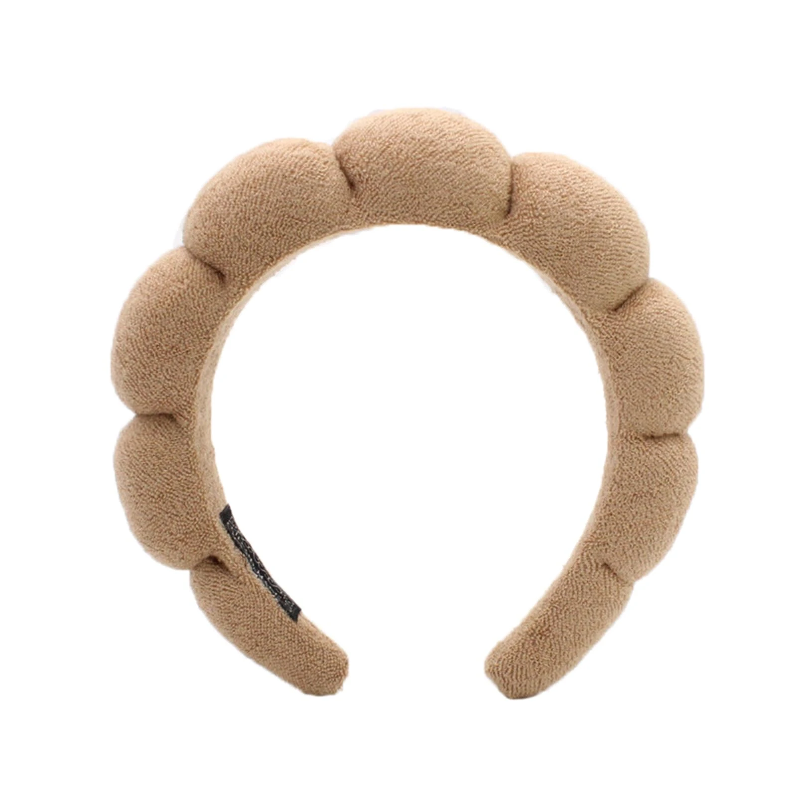 Ycfish Puffy Makeup Headband Spa Headbands for Women Sponge & Terry Towel Cloth Fabric Cute Skincare Headband for Face Washing, Makeup Removal, Shower, Facial Mask (Brown)