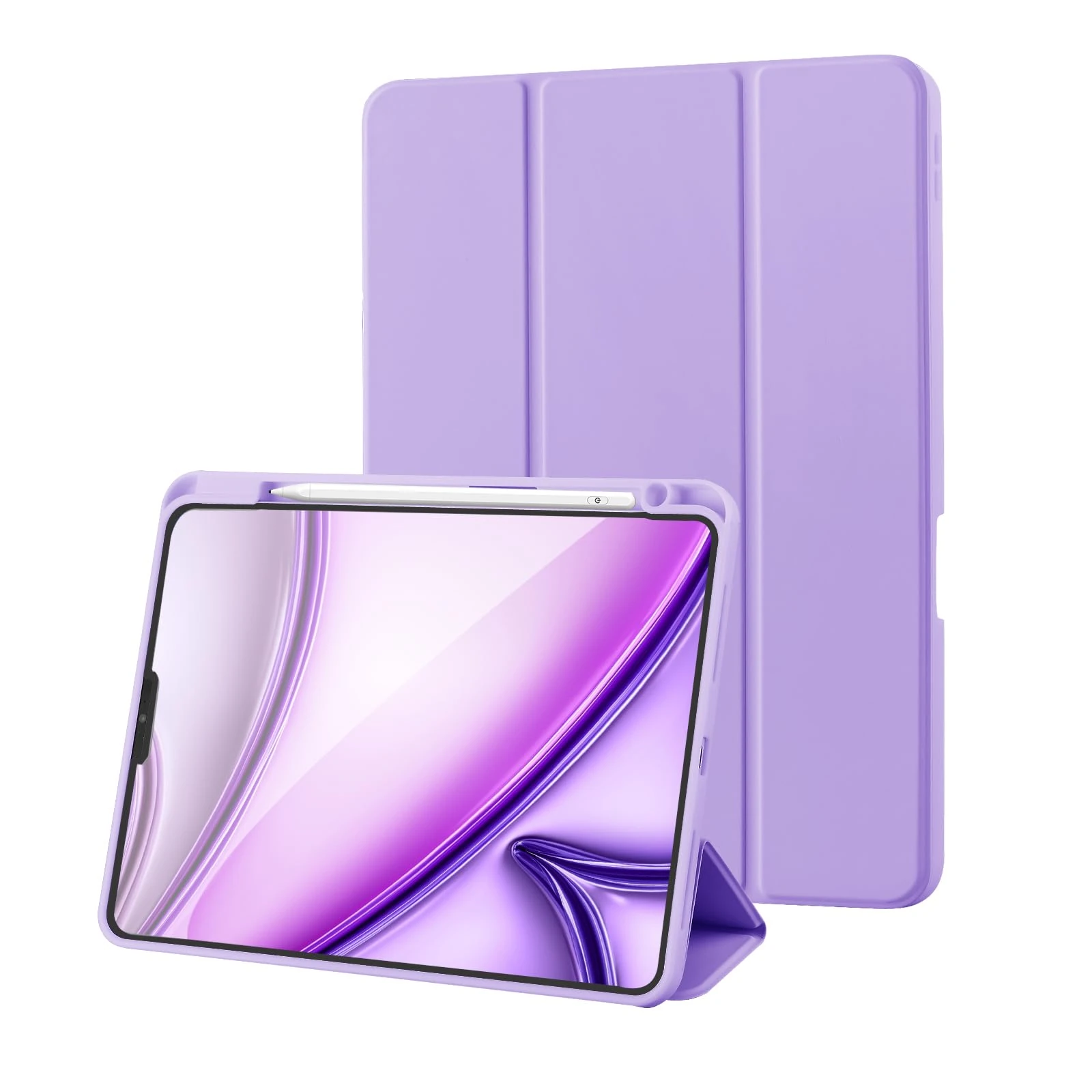 Case for iPad Pro 11 2022/2021/2020/2018 (4th /3rd /2nd /1st Generation) Case with Pencil Holder, Trifold Slim Protective Cover with Soft TPU, Auto Wake/Sleep, Purple