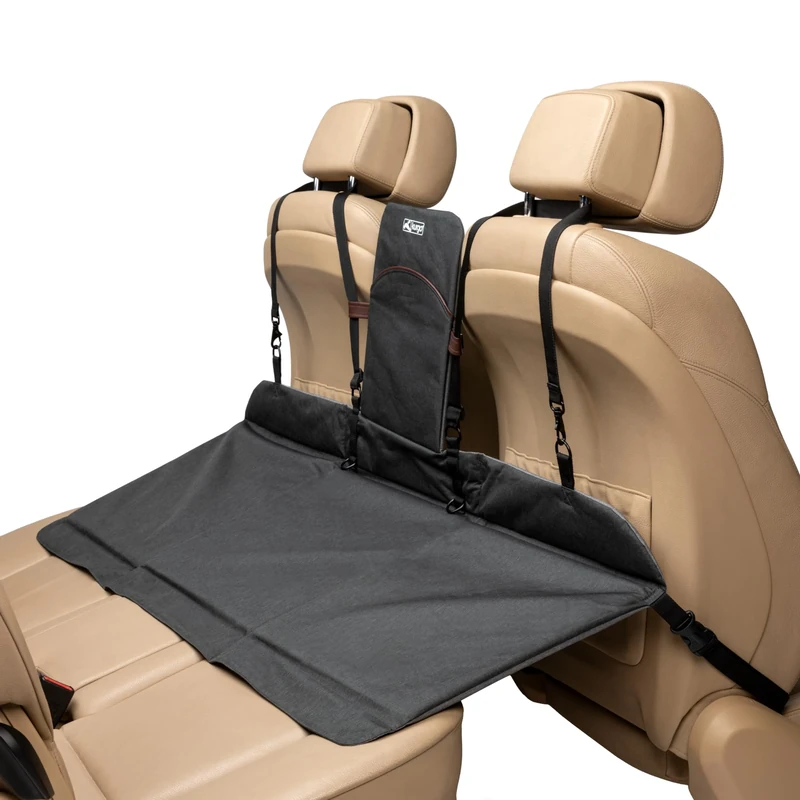 Kurgo, Rover Backseat Bridge, Rearseat Extension, Waterproof and Reversible, Black/Beige