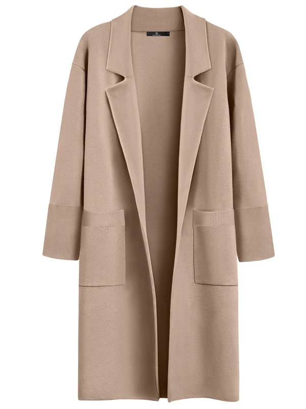 LILLUSORY Women's Long Dressy Cardigan Sweaters Fall Oversized Coatigan Jackets 2025 Knit Business Casual Winter Coats, Almond, M