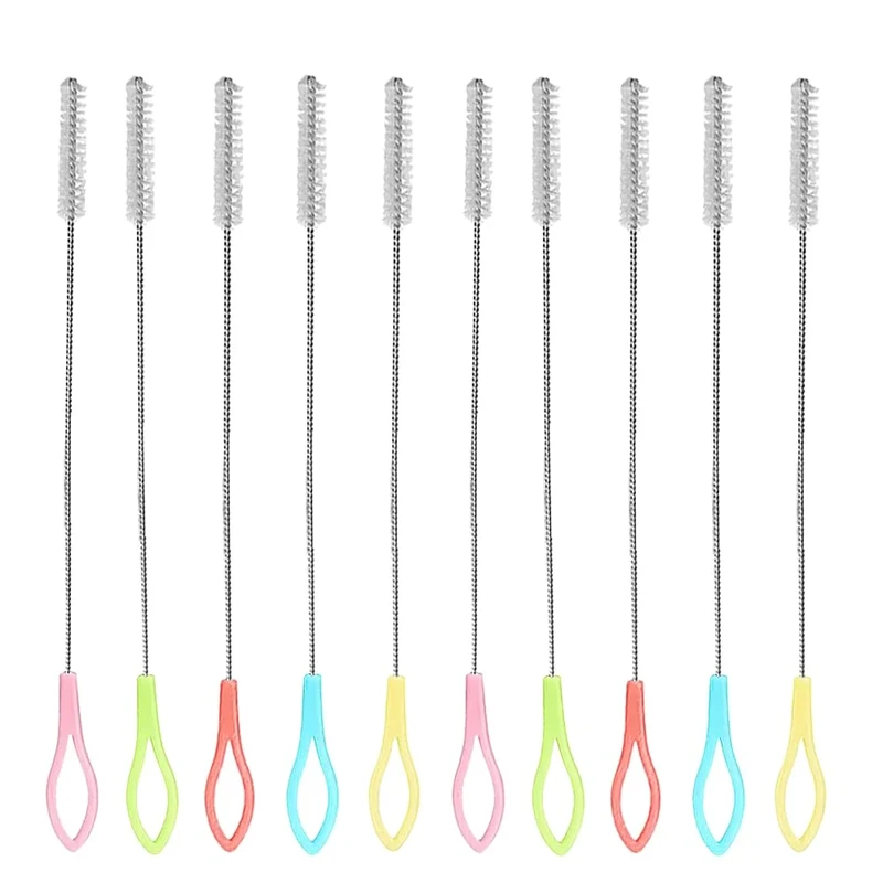 Stainless Steel Straw Brushes, 10-Piece Cleaning Set for Straws and Test Tubes - Nylon Bristles