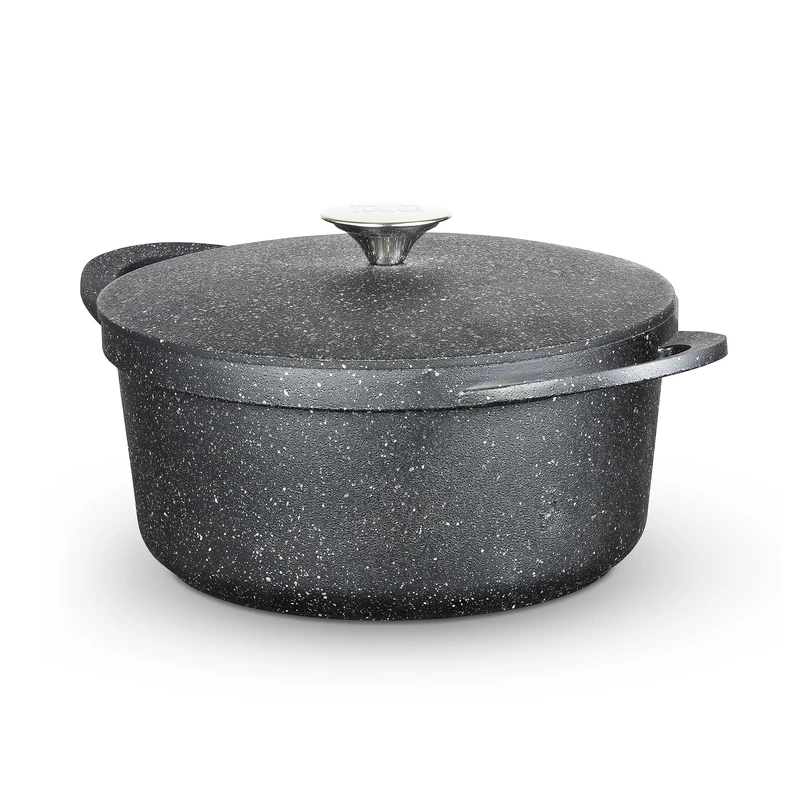 Tower Precision Casserole Dish with Aluminium Lid, Lightweight Cast Aluminium, 24cm, Black