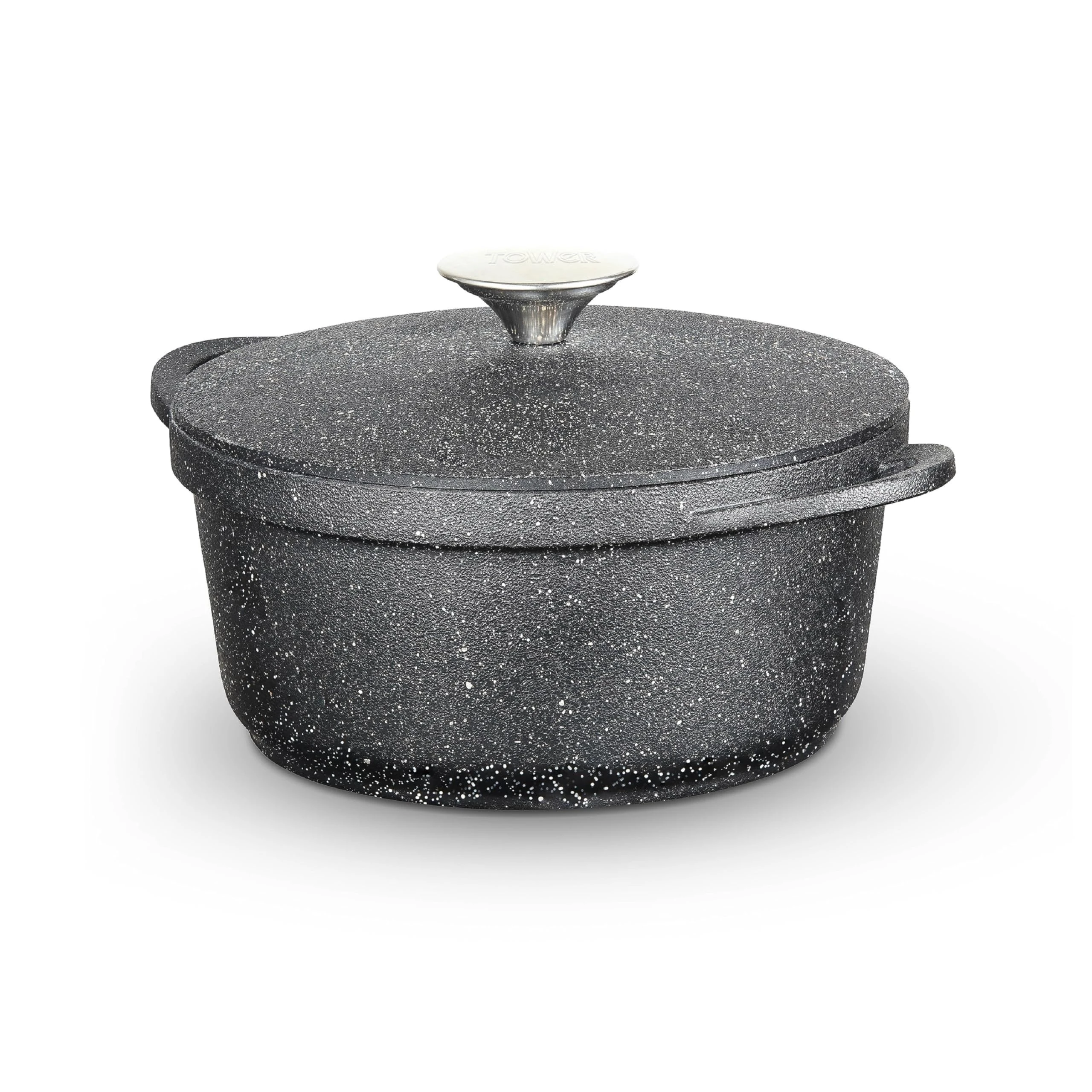 Tower T900194 Precision Casserole Dish with Aluminium Lid, Lightweight Cast Aluminium, 20cm, Black