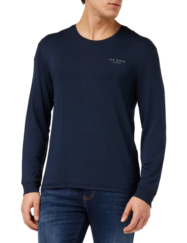 Ted Baker Mens Supersoft Jersey Long Sleeve Top T-Shirt, Navy-nws-002, XL UK