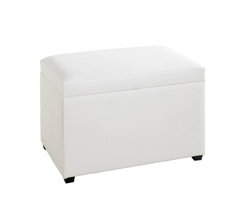 HAKU Möbel Storage Bench White, Synthetic Fabric With Leather Look, Mdf - Size: W 58 cm X H 42 cm X D 39 cm, Style: Modern