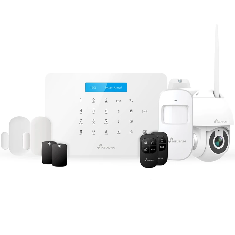Nivian - Alarm System for Home and Business No Monthly Fees | WiFi/gsm Alarm Kit | Remote Control via Tuya App | Easy Installation Without Cables | Up to 60 detectors
