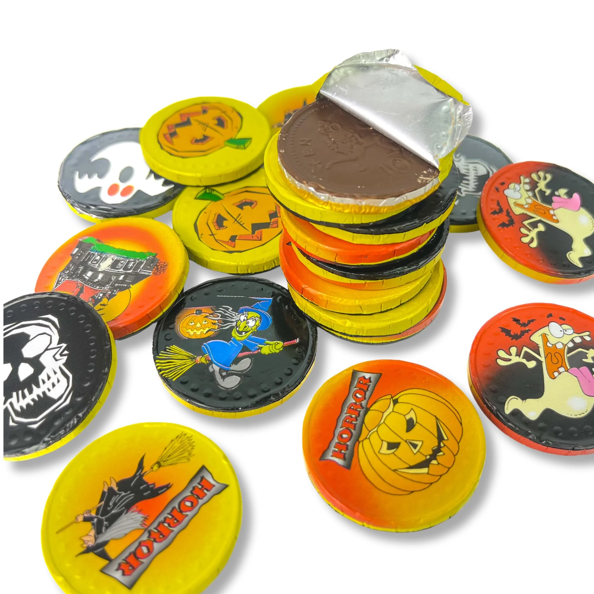 50 Milk Chocolate Halloween Themed Sweets Novelty Chocolate Coins Halloween Sweets