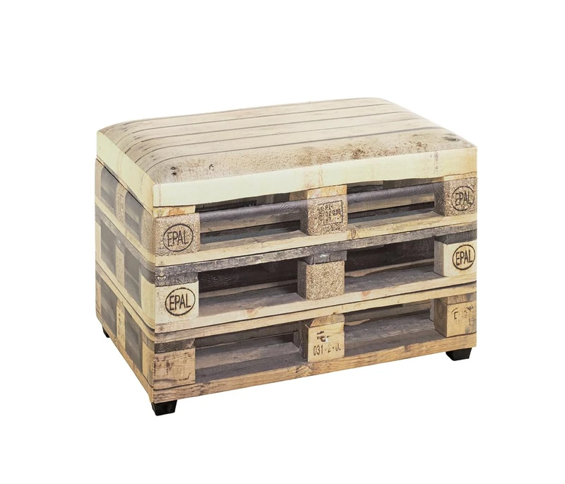 HAKU Möbel Storage Bench Motif, Synthetic Fabric With Leather Look, Mdf - Size: W 58 cm X H 42 cm X D 39 cm, Style: Industrial