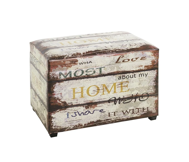 HAKU Storage Bench Motif, Synthetic Fabric With Leather Look, Mdf - Dim.: W 58 cm X H 42 cm X D 39 cm, Style: Industrial