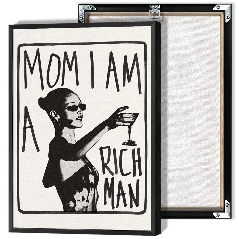 Liyark Mom I Am A Rich Man Aesthetic Retro Music Goblet Poster Feminist canvas Wall Art Vintage Bar Cart Wall Decor Preppy Dorm Decor Unique Wall Art prints painting 24x36in Framed