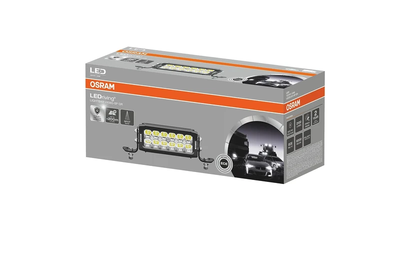 OSRAM LEDriving® Lightbar VX180-SP DR, LED driving light for high beam, spot beam, 6000K, 2100lm, light beam up to 200m, 12V/24V, ECE approval, Bianco