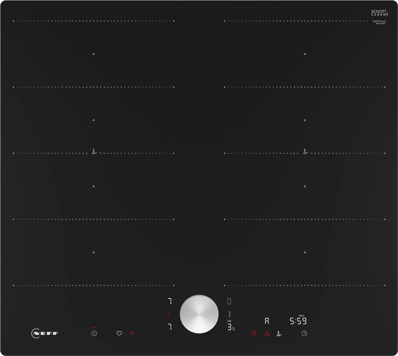 Neff, Home Connect T66PTX4L0 Self-contained Flex Induction Hob with Twist Pad Control, N90, Width 60 cm, Black with Frame