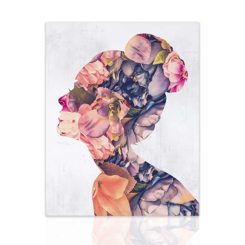 Declea Floral Woman Modern Print with Flowers - Living Room Decor Print on High Quality Canvas - Image 1