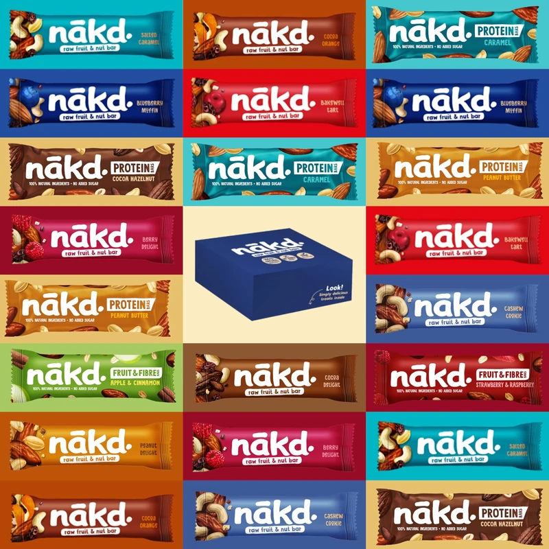 Nakd 24 bars Variety Mixed Case - Fruit And Nut 24 x 35-45g - Breakfast Food - Vegan, Dairy Free, Wheat Free, Gluten Free - Raw