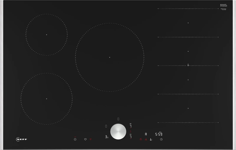 Neff, Home Connect T68TTV4L0 Self-contained Flex Induction Hob with Twist Pad Control N90 Width 80 cm Black with Frame