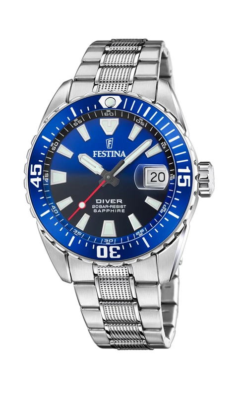 Festina Mens Divers Watch - WR 200M - with Steel Bracelet F20669/3