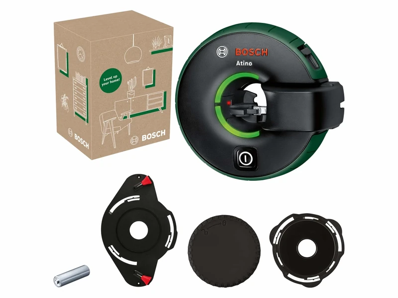 Bosch All-in-1 line Laser Atino 2nd gen. with Removable & Lockable Measuring Tape (Horizontal/Vertical Alignment Thanks to Easy Attachment on Rough and Smooth Surfaces, in E-Commerce Cardboard Box)
