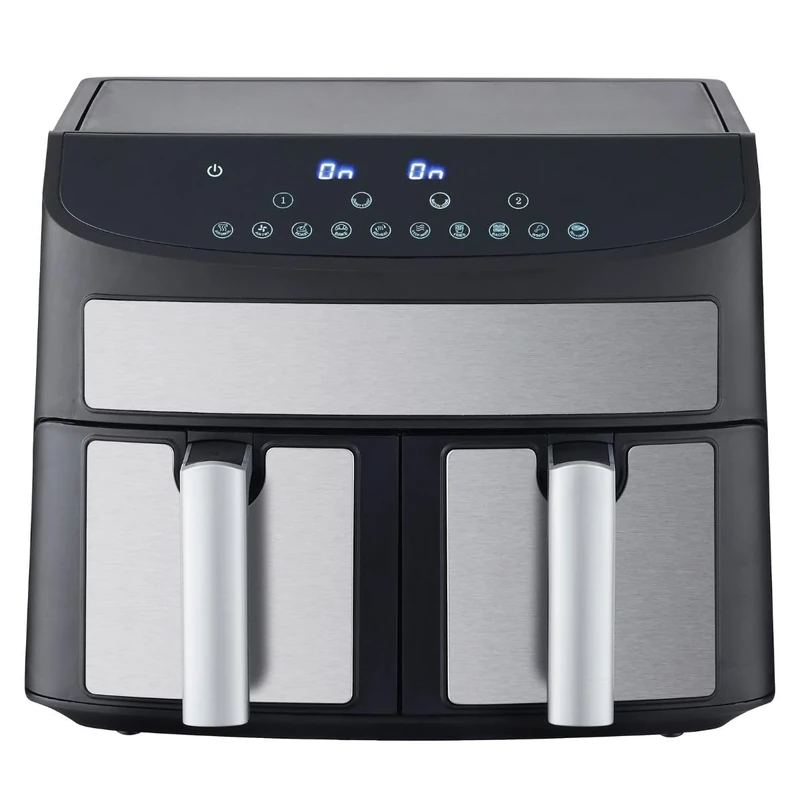 Domestic King 7L Dual Basket Air Fryer With Recipe Book, 3.5L Each, LED Touch Display, 2400W Power, 10 Presets, Smart Features, Sync Cooking, Non Stick, Dual Controls. (7l Air Fryer)